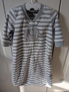 Carter's Gray and White Striped Baby Sleep Suit with Elephant Patch
